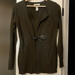 Susan Bristol Wool Blend Sweater with Leather Deteil